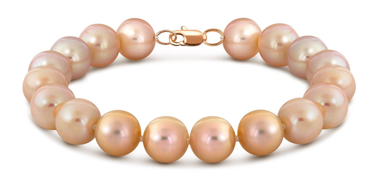 Браслет с жемчугом и замком из красного золота (042389)