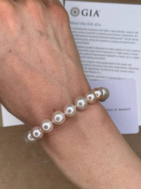 Браслет с жемчугом и замком из красного золота (042389)