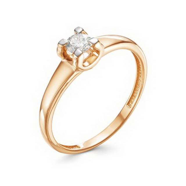 Помолвочное кольцо из комбинированного золота с бриллиантом (034505)