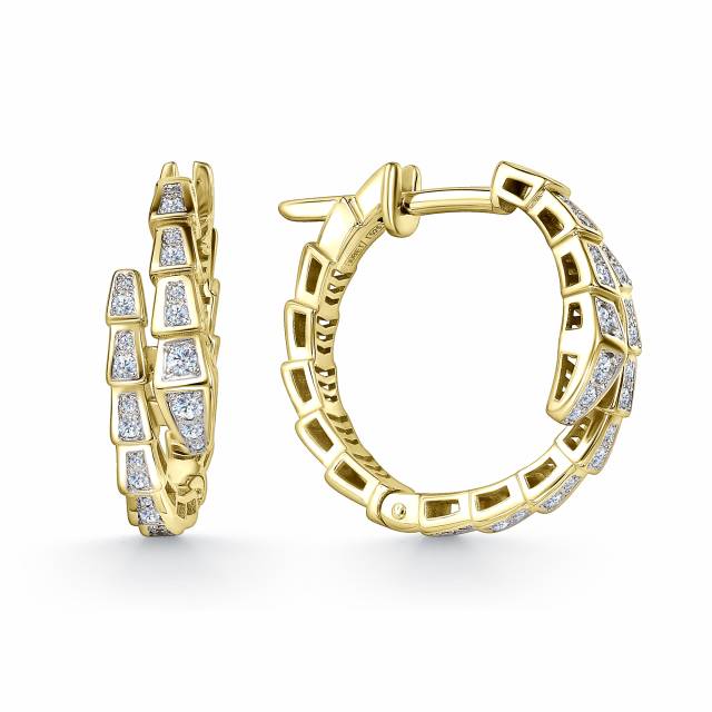 Серьги конго из жёлтого золота с бриллиантами (058897)