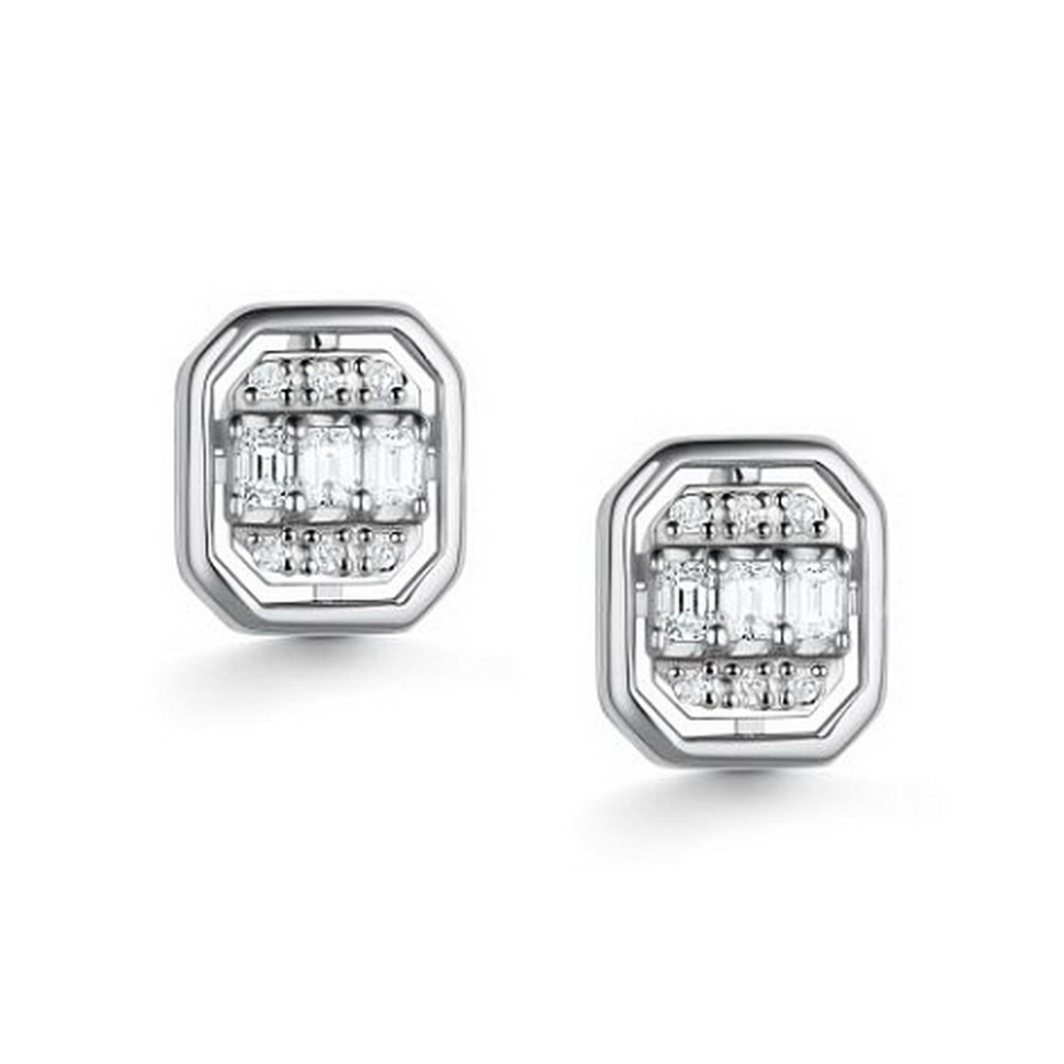 Серьги пусеты из белого золота с бриллиантами (059479)