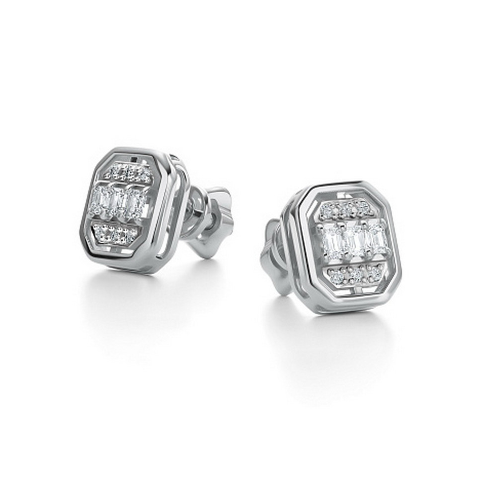 Серьги пусеты из белого золота с бриллиантами (059479)