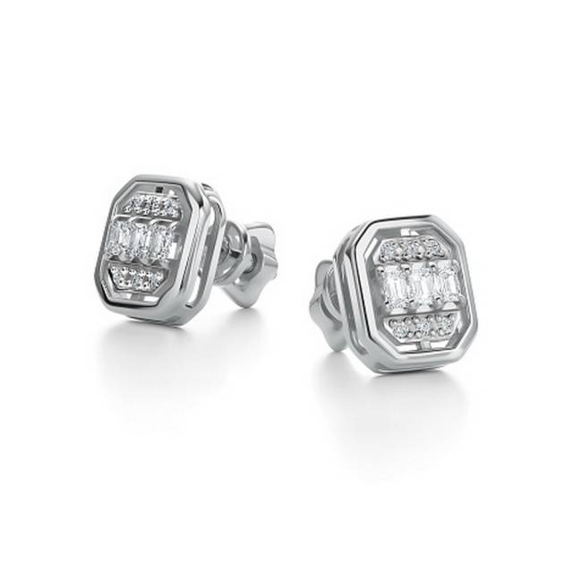 Серьги пусеты из белого золота с бриллиантами (059479)
