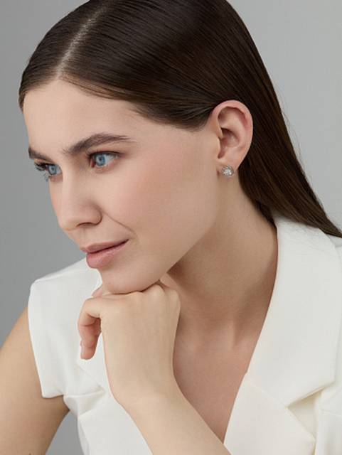 Серьги пусеты из белого золота с бриллиантами (059479)