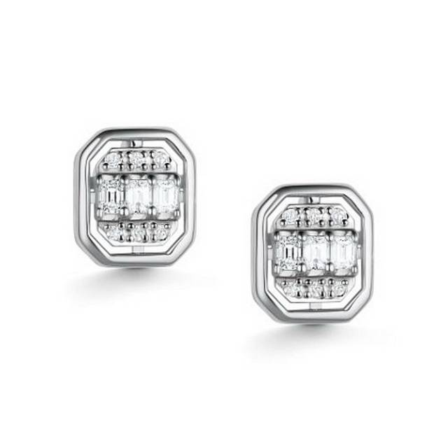 Серьги пусеты из белого золота с бриллиантами (059479)