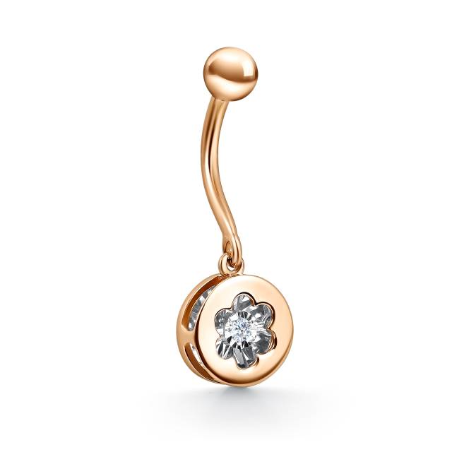 Пирсинг из красного золота с бриллиантом (058864)