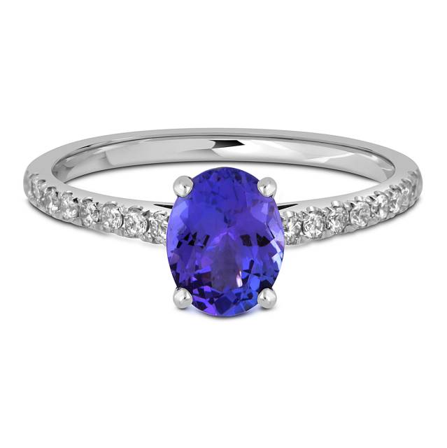 Кольцо из белого золота с бриллиантами и танзанитом (047538)
