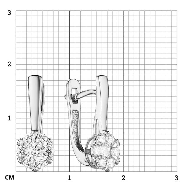 Серьги из белого золота с бриллиантами (055217)
