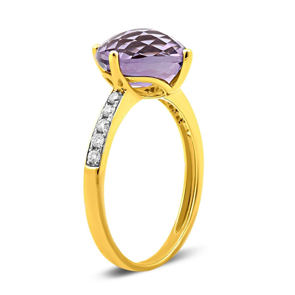 Кольцо из комбинированного золота с бриллиантами и аметистом (001376)