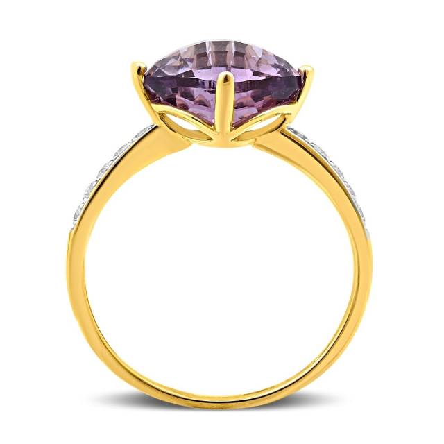 Кольцо из комбинированного золота с бриллиантами и аметистом (001376)