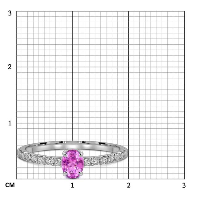 Кольцо из белого золота с бриллиантами и розовым сапфиром (063675)