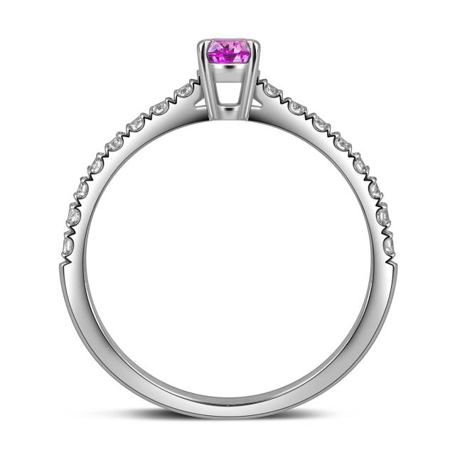 Кольцо из белого золота с бриллиантами и розовым сапфиром (063675)