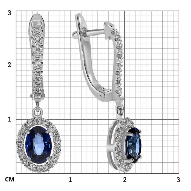Серьги из белого золота с бриллиантами и сапфирами (062779)