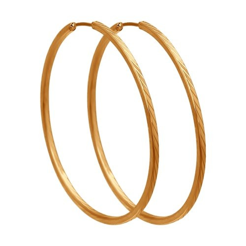 Серьги конго из красного золота с алмазной гранью (040776)