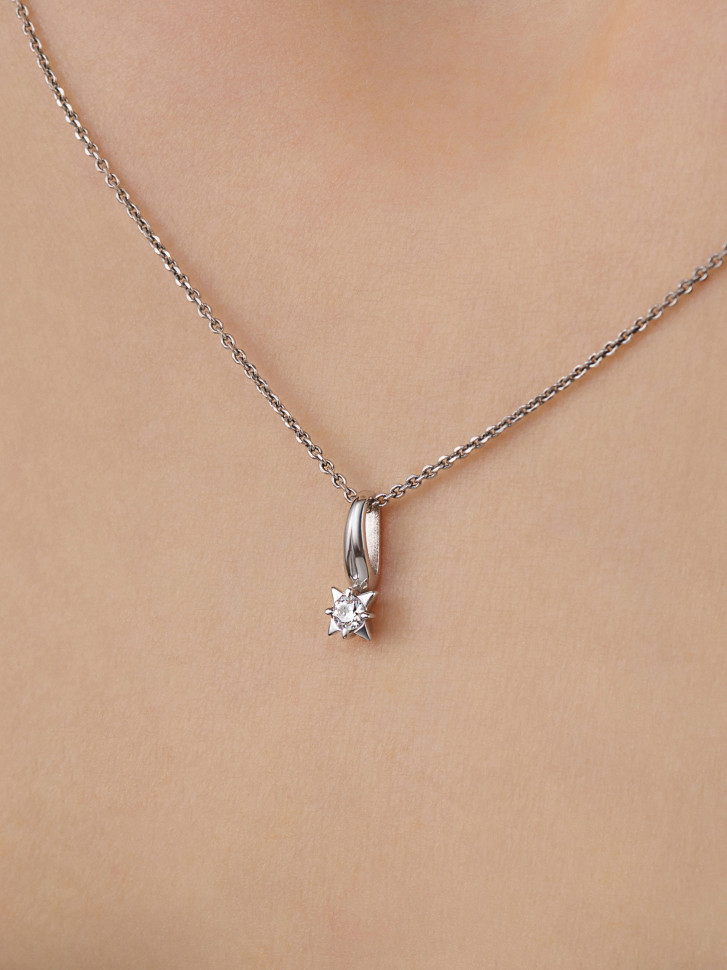 Кулон из белого золота с бриллиантом (060922)