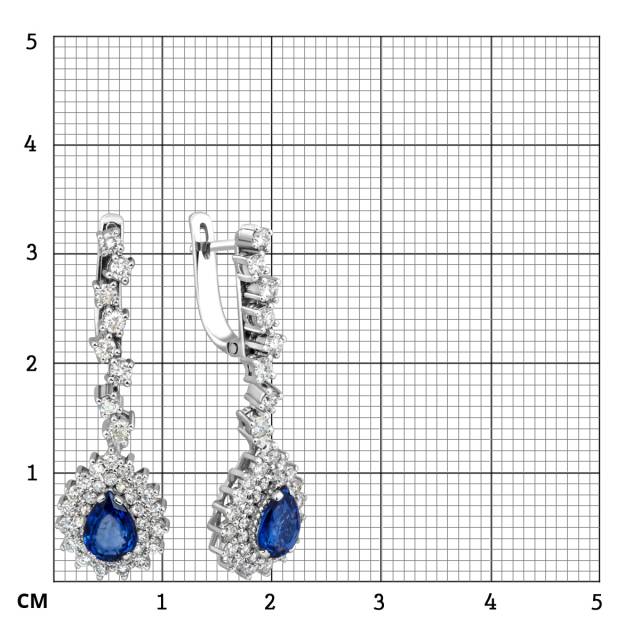 Серьги из белого золота с бриллиантами и сапфирами (014225)