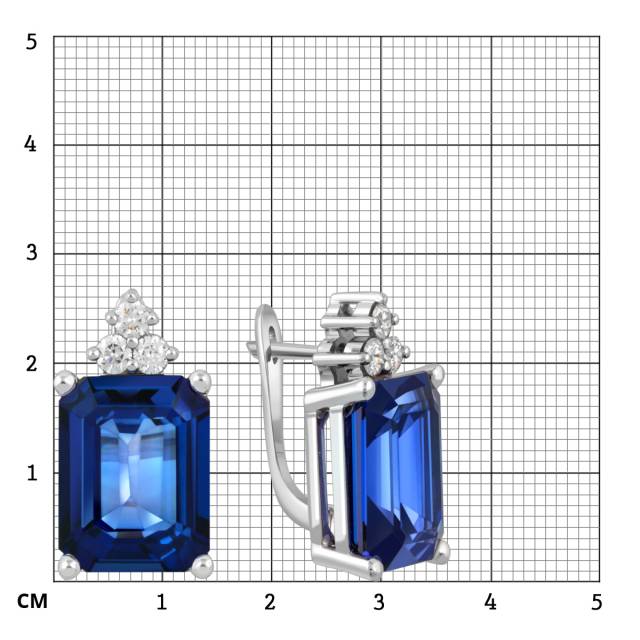 Серьги из белого золота с бриллиантами и сапфирами (052740)