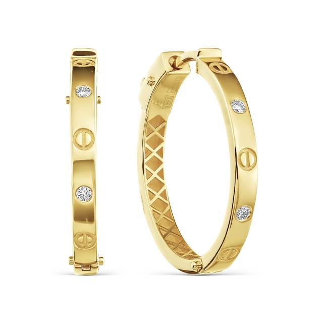 Серьги конго из жёлтого золота золота с бриллиантами (061320)