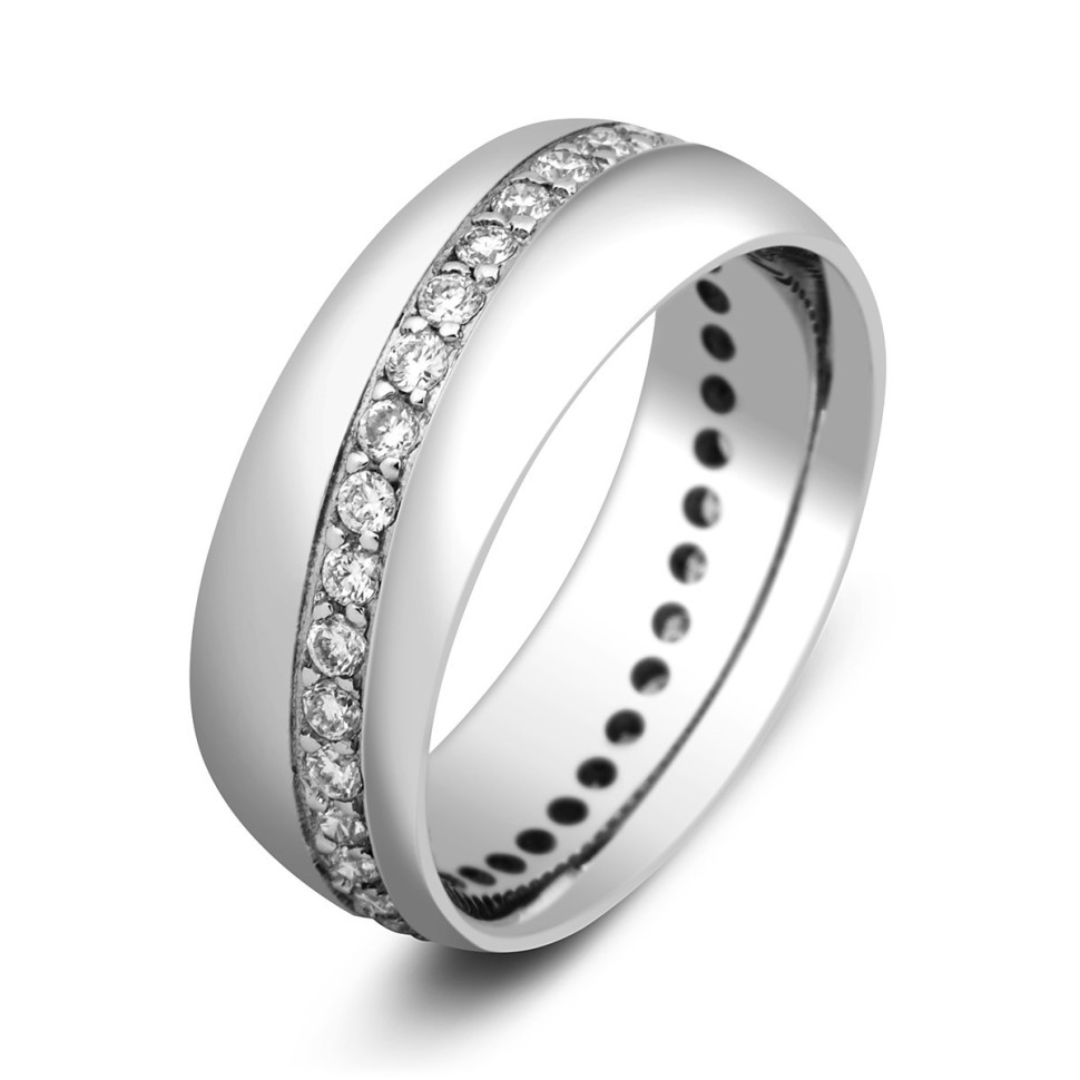 Обручальное кольцо из белого золота с бриллиантами (000142)