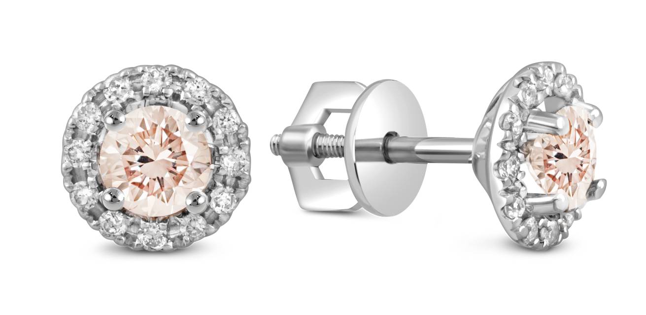 Серьги пусеты из белого золота с бриллиантами  (063899)