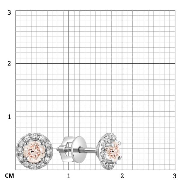 Серьги пусеты из белого золота с бриллиантами  (063899)