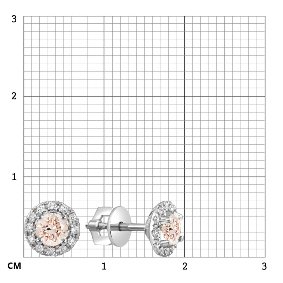 Серьги пусеты из белого золота с бриллиантами  (063899)
