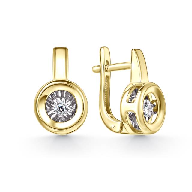 Серьги из жёлтого золота с бриллиантами (060975)