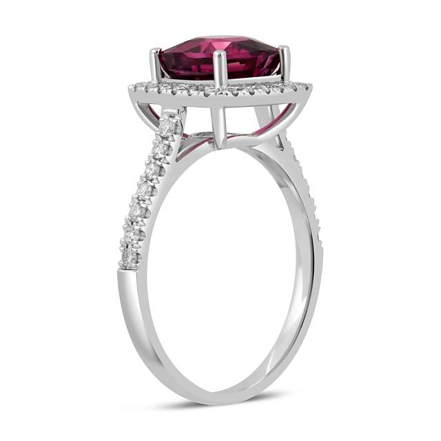 Кольцо из белого золота с родолитом (047076)