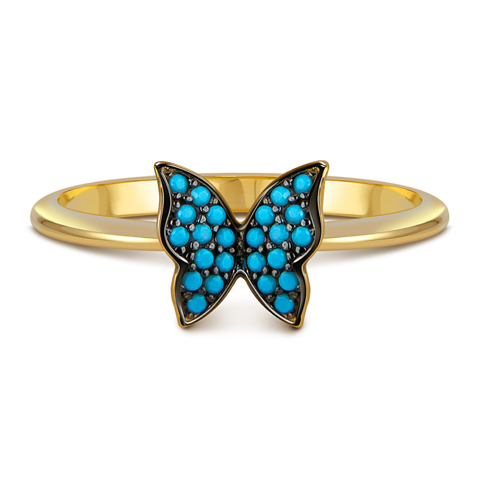 Кольцо из жёлтого золота с фианитами 