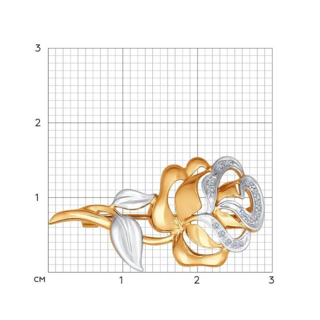 Брошь из комбинированного золота с бриллиантами (043958)