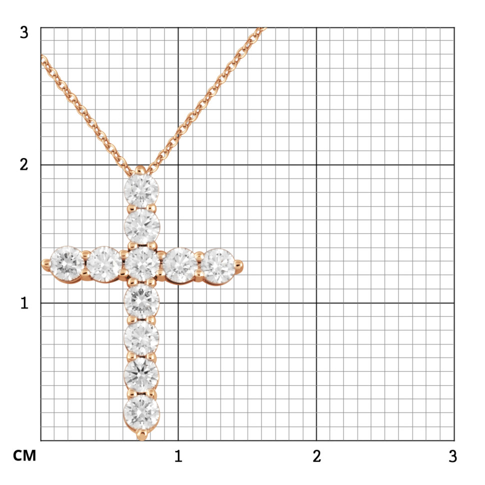Колье крест из красного золота с бриллиантами (048893)