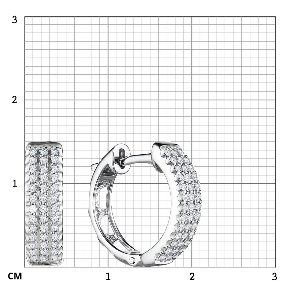 Серьги конго из белого золота с бриллиантами (055780)