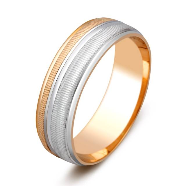 Обручальное кольцо из комбинированного золота с алмазной гранью (023607)