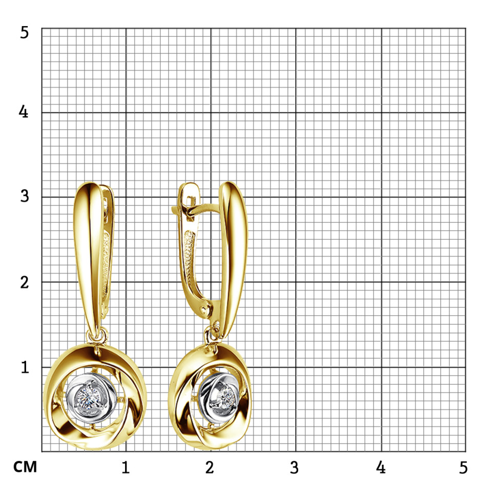 Серьги из жёлтого золота с бриллиантами (057655)