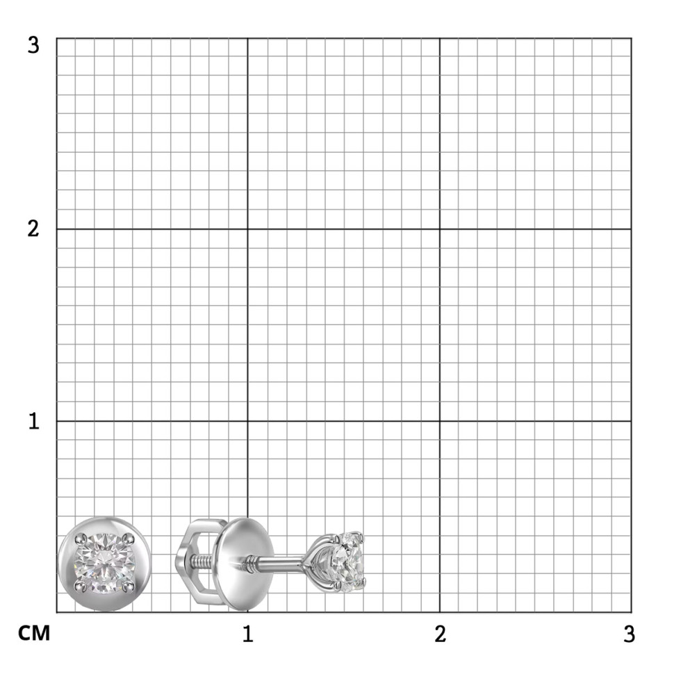 Серьги пусеты из платины с бриллиантами (064786)