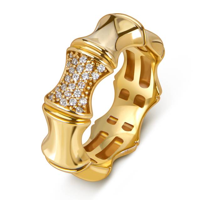 Кольцо из жёлтого золота с фианитами (057871)