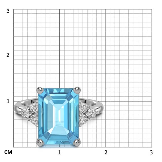 Кольцо из белого золота с бриллиантами и аквамарином (058465)