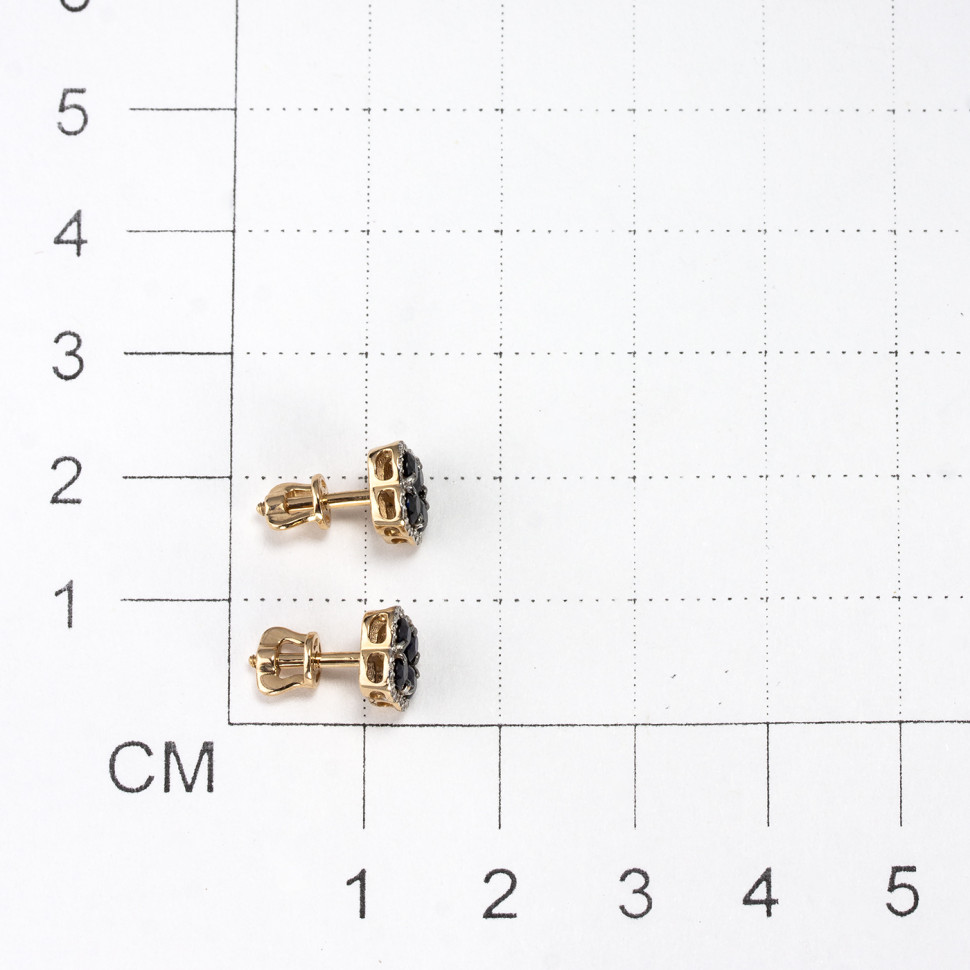 Серьги пусеты из красного золота с бриллиантами и сапфирами (060918)