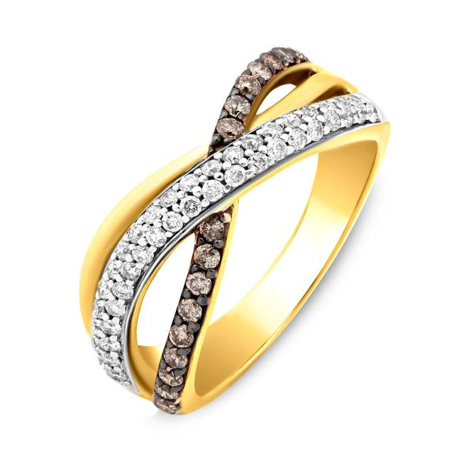 Кольцо из жёлтого золота с бриллиантами (011408)