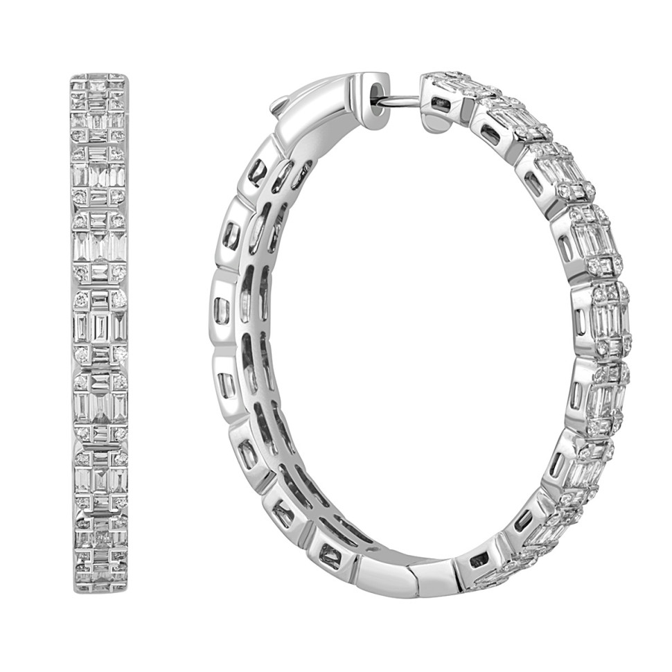 Серьги конго из белого золота с бриллиантами (042742)