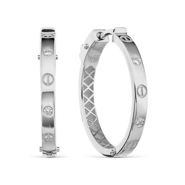 Серьги конго из белого золота с бриллиантами (061330)