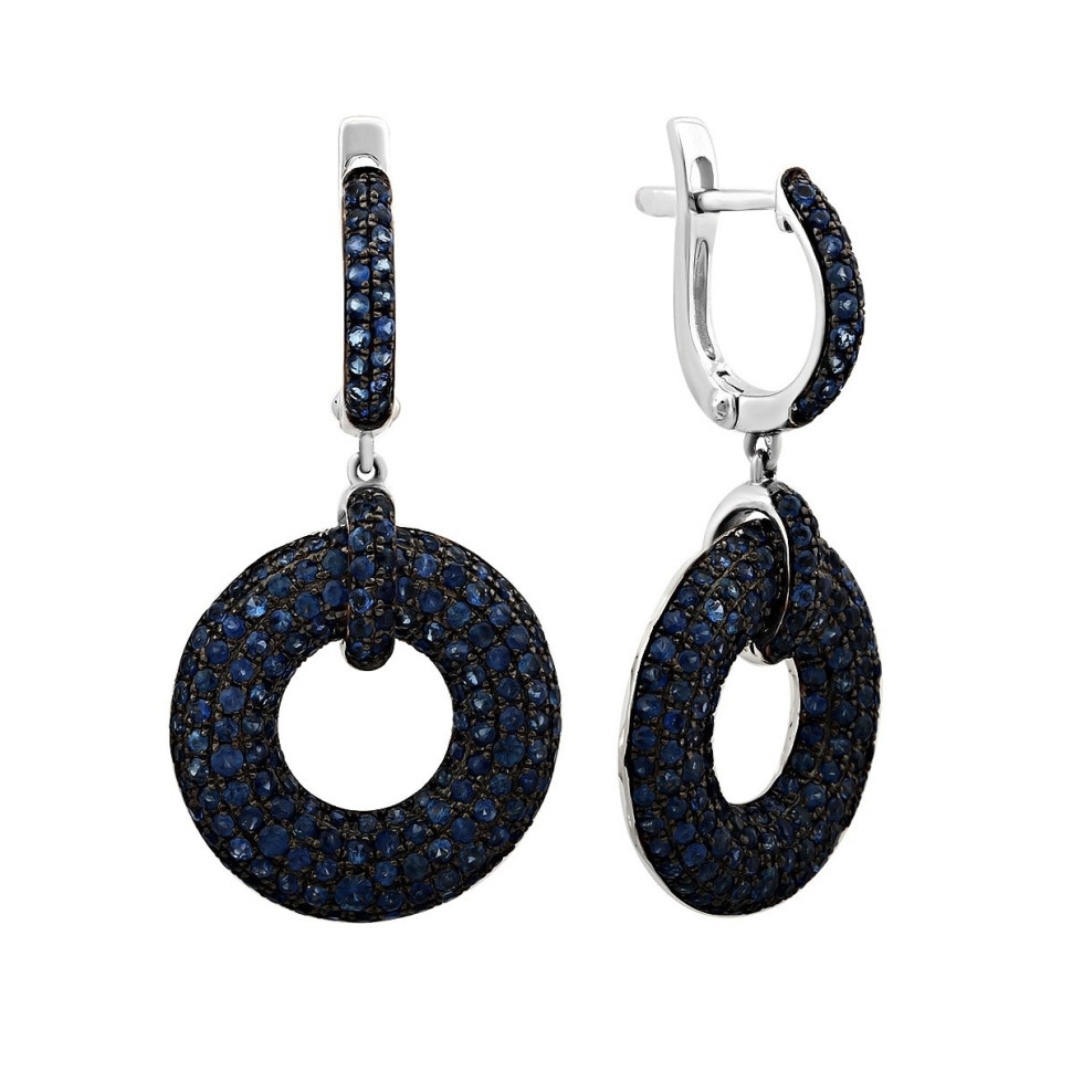 Серьги из белого золота с сапфирами (003986)