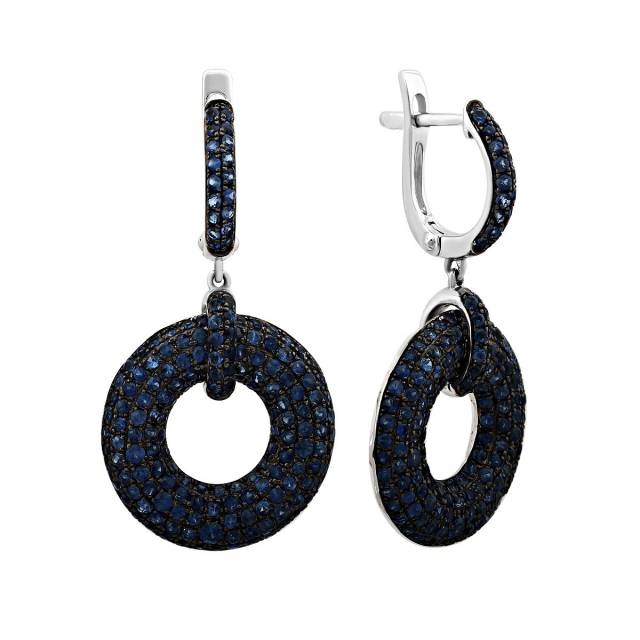 Серьги из белого золота с сапфирами (003986)