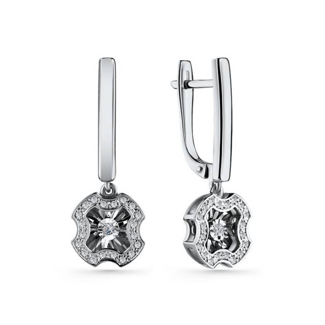 Серьги из белого золота с бриллиантами (061037)