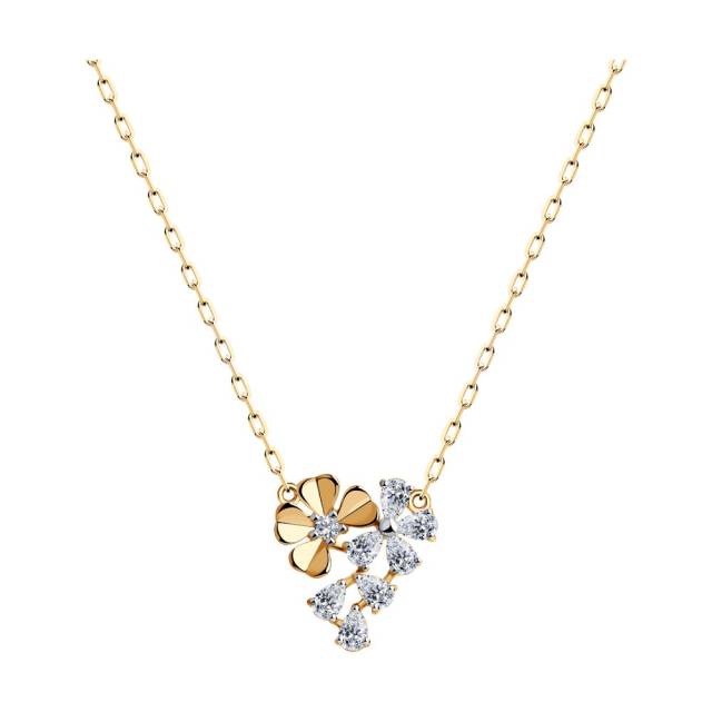 Колье из красного золота с фианитами (046023)