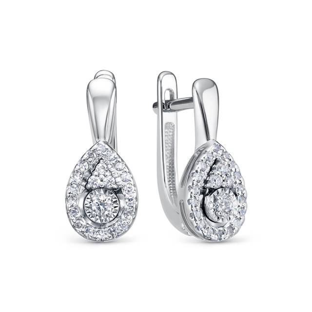 Серьги из белого золота с бриллиантами (060404)