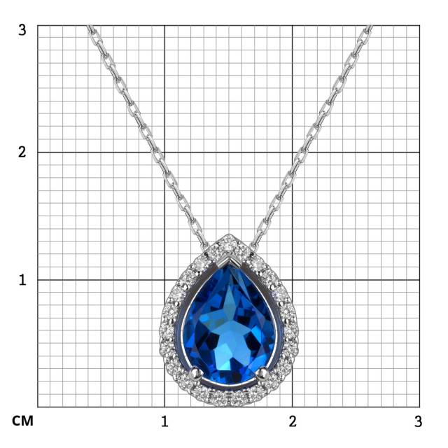 Колье из белого золота с бриллиантами и сапфиром (060572)