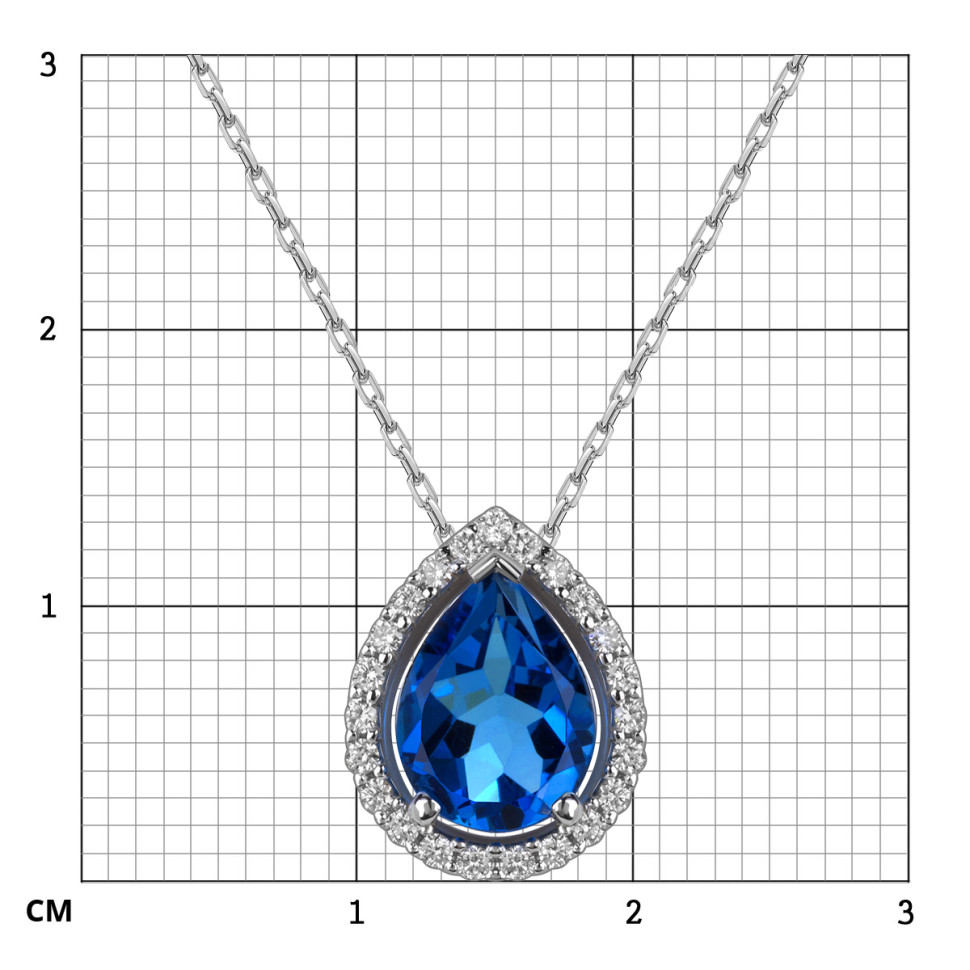 Колье из белого золота с бриллиантами и сапфиром (060572)