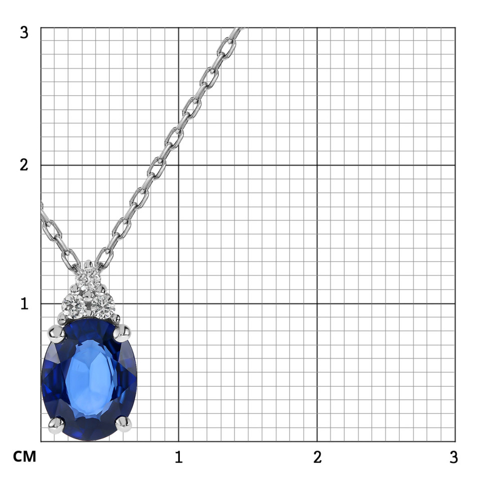 Колье из белого золота с бриллиантами и сапфиром (061608)
