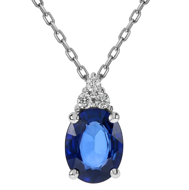 Колье из белого золота с бриллиантами и сапфиром (061608)